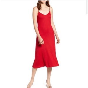 reformation shell ribbed dress red